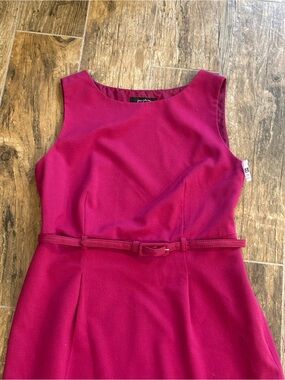 Josephine Magenta Sleeveless Sheath Dress with Belt